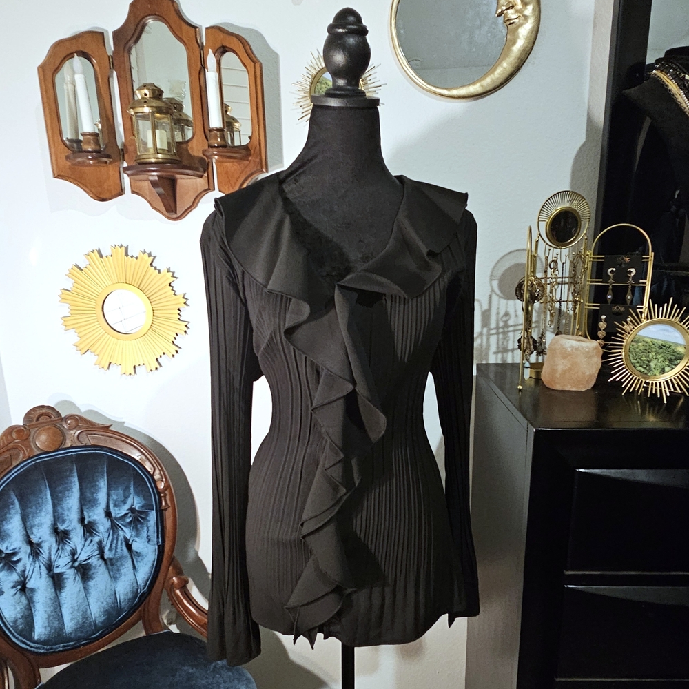 East 5th Black Ruffled Blouse